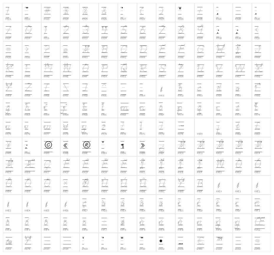 DmoDNPrintArrowDotLine Character Map