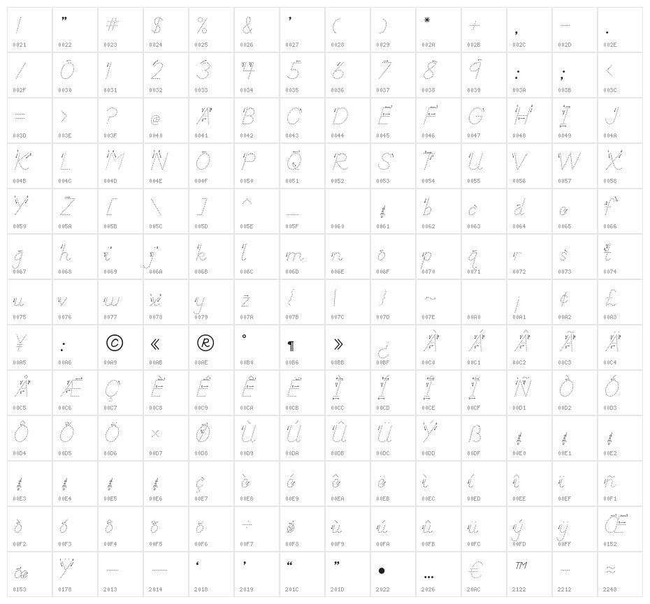 DmoDNPrintArrowDot Character Map