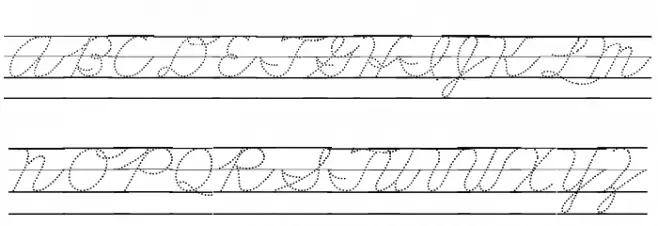 DmoZBCursiveDotLine Schriftart Groß