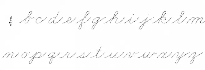 DmoZBCursiveDot Caratteri MINUSCOLO