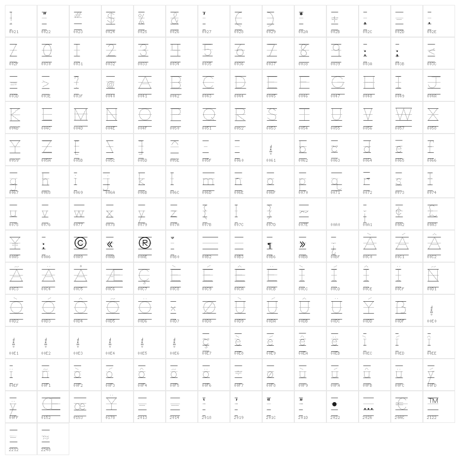 DmoZBPrintDotLine Character Map