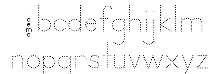 DmoZBPrintDot Font LOWERCASE