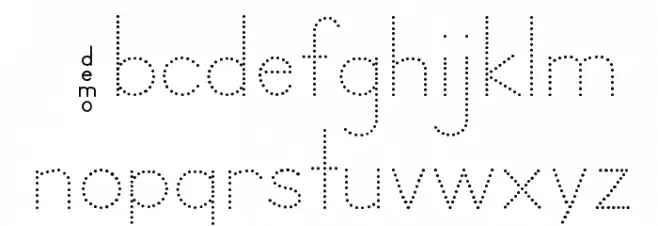 DmoZBPrintDot Font LOWERCASE