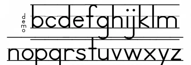 DmoZBPrintLine Font LOWERCASE