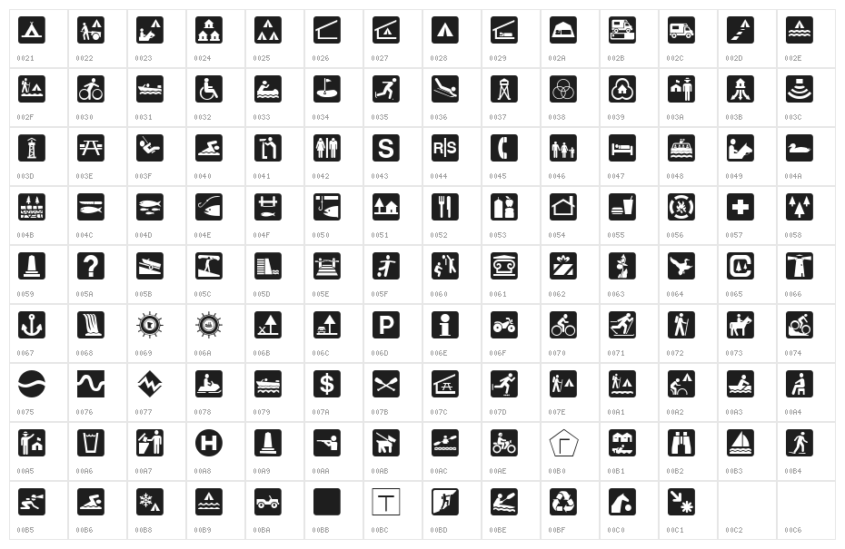 DNR Recreation Symbols Character Map