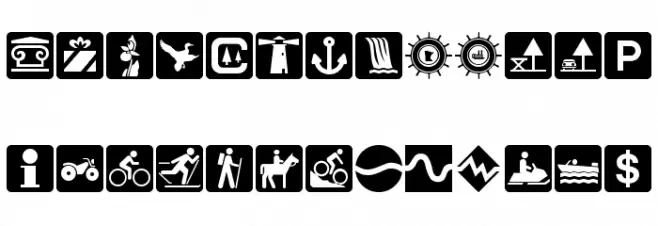 DNR Recreation Symbols Schriftart Kleinbuchstaben