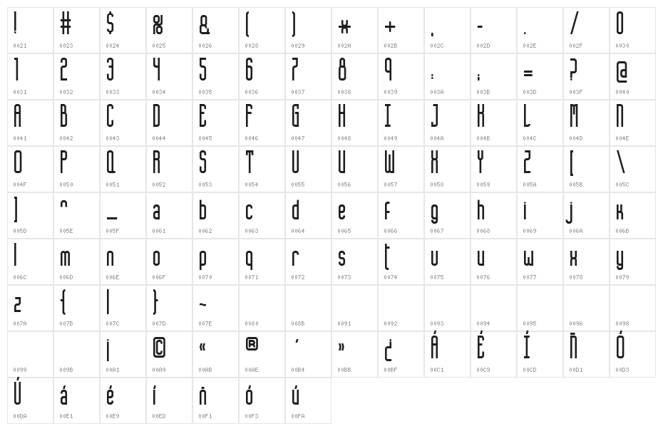 DO Aposento Regular Character Map