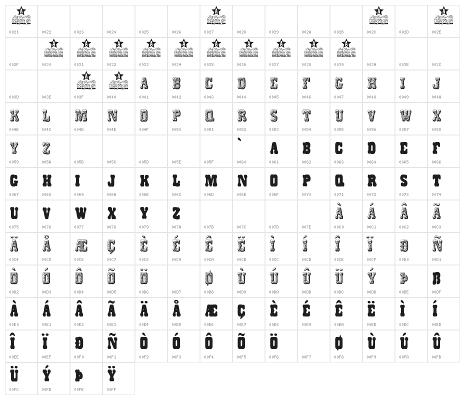 DOGSNACKS PERSONAL USE Bold Character Map