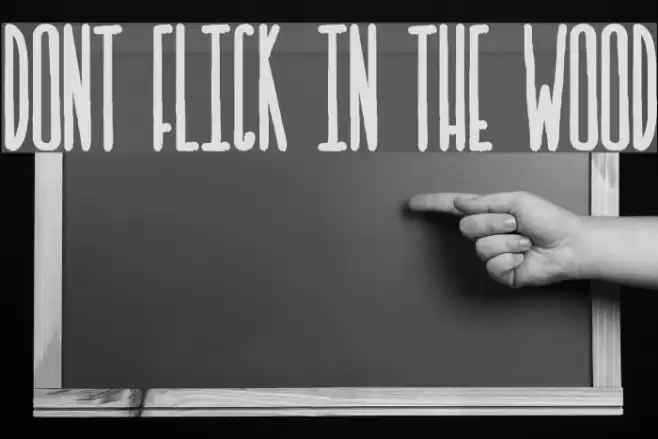 DONT FLICK IN THE WOOD Font examples