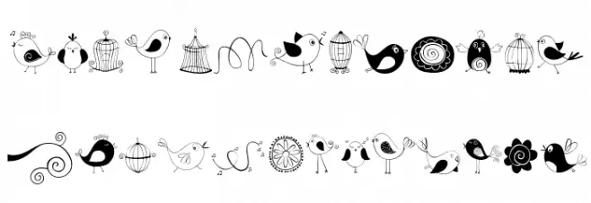 DOODLE DINGS 1 Birds Cages Fuentes MINÚSCULAS