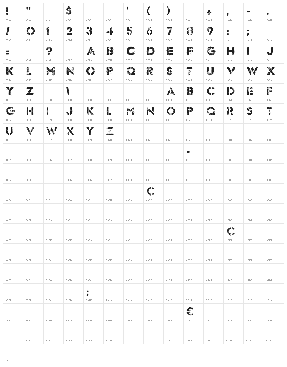 Dock 51 Character Map