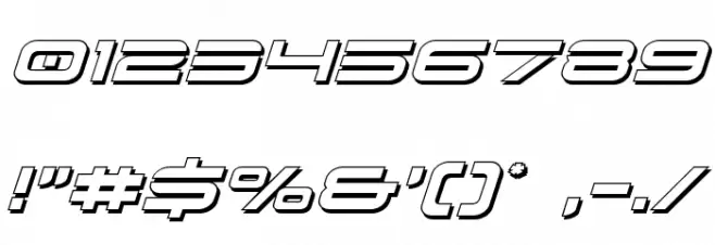 Dodger 3D Italic Font OTHER CHARS