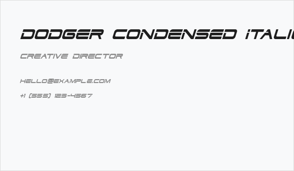 Dodger Condensed Italic Business Card
