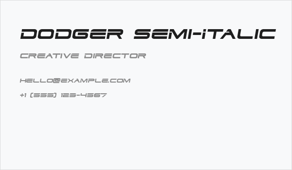 Dodger Semi-Italic Business Card