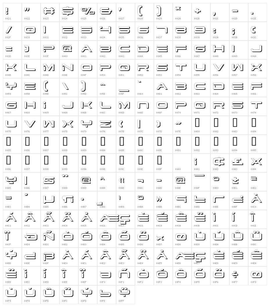 Dodger Shadow Character Map