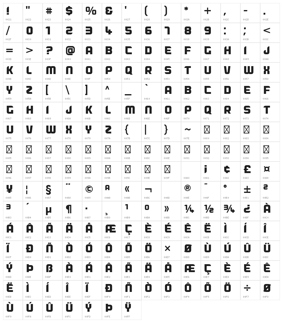 Dogfish Regular Character Map