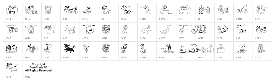 Doggon Character Map