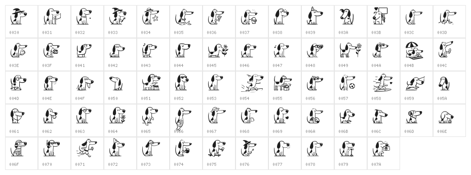Dogpixur Character Map