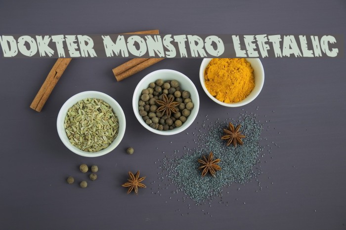 Dokter Monstro Leftalic Font examples