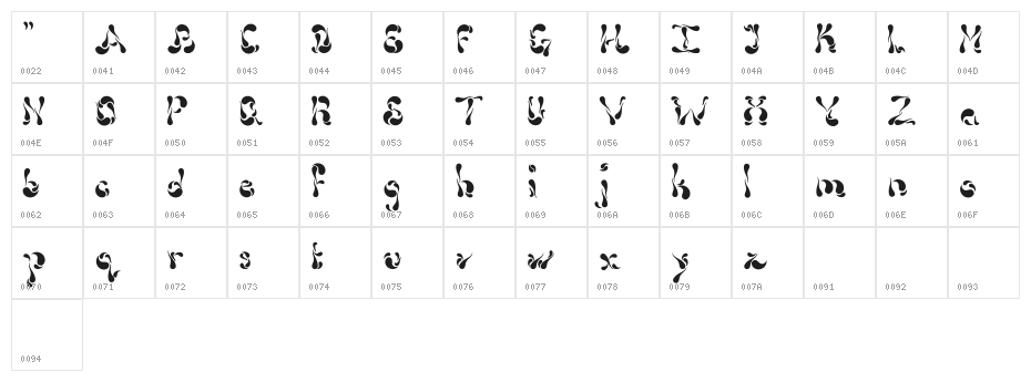 Dollop Bold Character Map