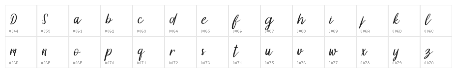 Dollyn Script DEMO Regular Character Map