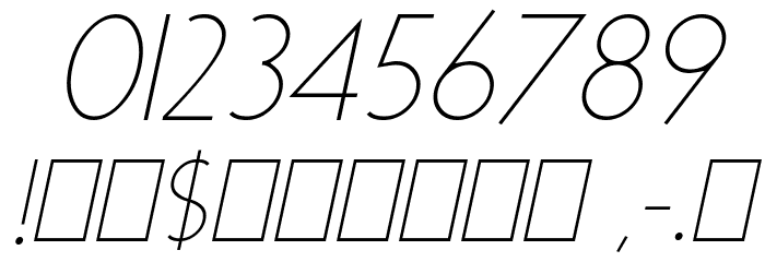 Dominik Thin Italic Font OTHER CHARS