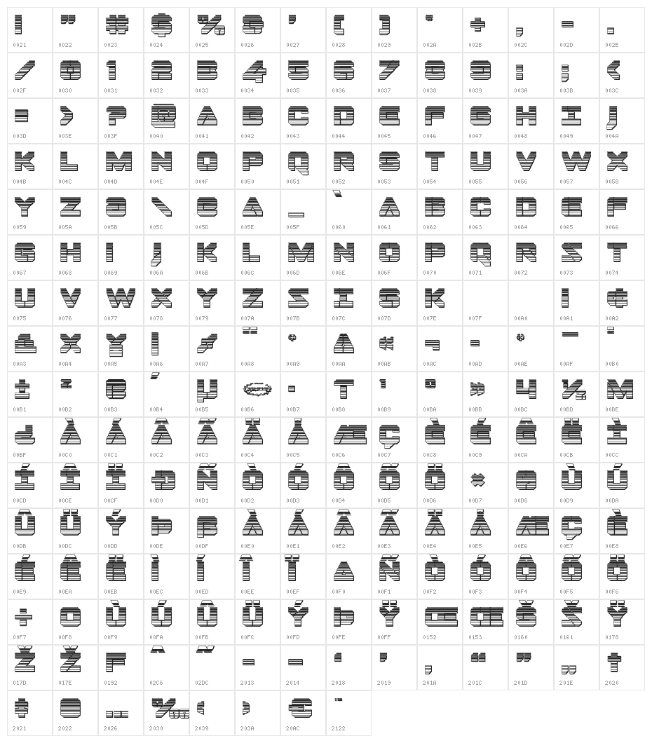Domino Jack Chrome Character Map