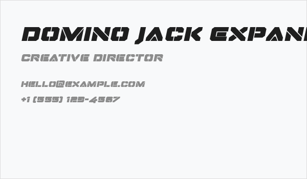 Domino Jack Expanded Italic Expanded Italic Business Card