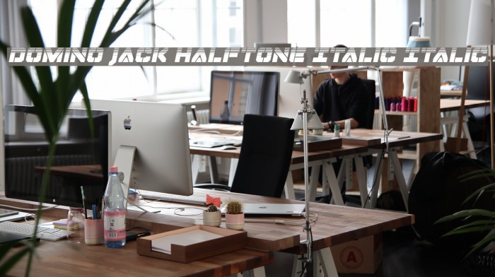 Domino Jack Halftone Italic Italic Font examples
