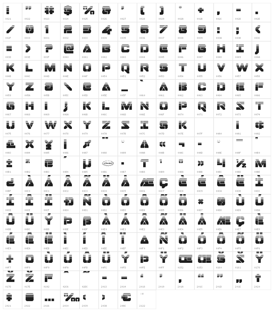 Domino Jack Halftone Character Map