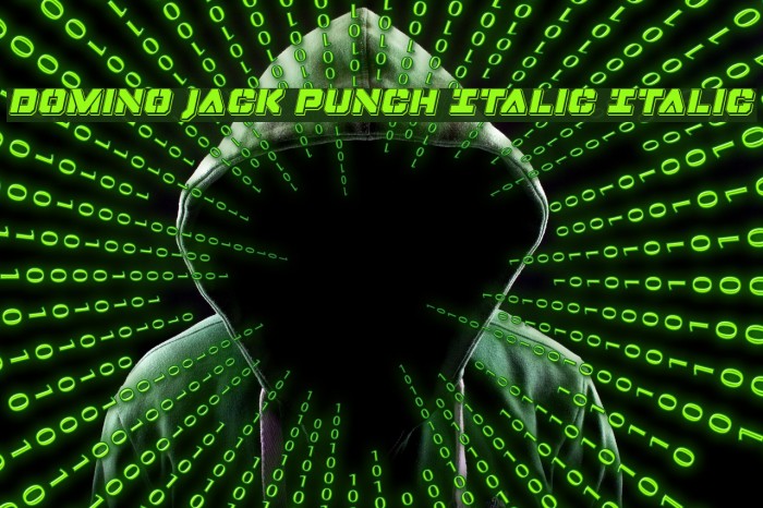 Domino Jack Punch Italic Italic Font examples