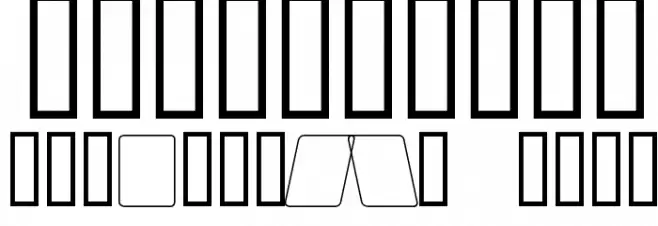 Domino bred kursiv omrids フォント その他の文字
