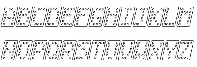 Domino normal kursiv omrids Caratteri MAIUSCOLE