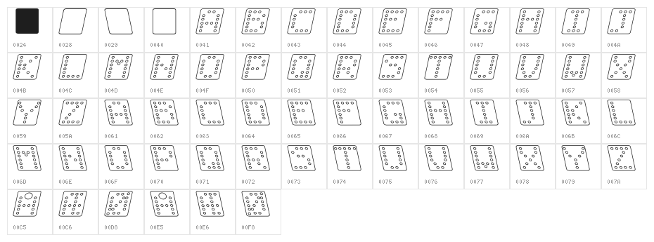 Domino square kursiv omrids Character Map