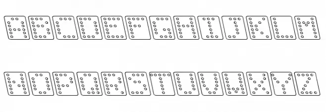 Domino square kursiv omrids Schriftart Kleinbuchstaben