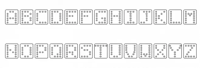 Domino square Schriftart Groß