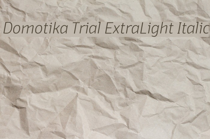 Domotika Trial ExtraLight Italic Font examples