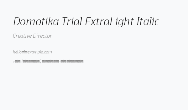 Domotika Trial ExtraLight Italic Business Card