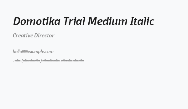 Domotika Trial Medium Italic Business Card