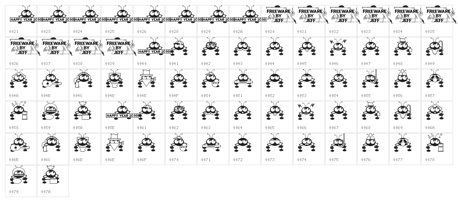 Don't Bug Me JL Character Map