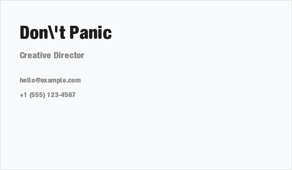 Don't Panic Business Card