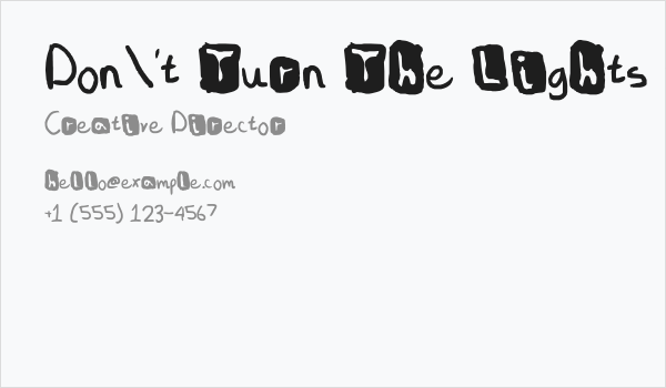 Don't Turn The Lights On! Business Card