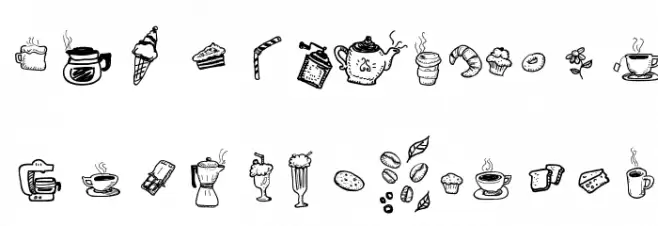 Doodle Coffee Scents Font Litere mari