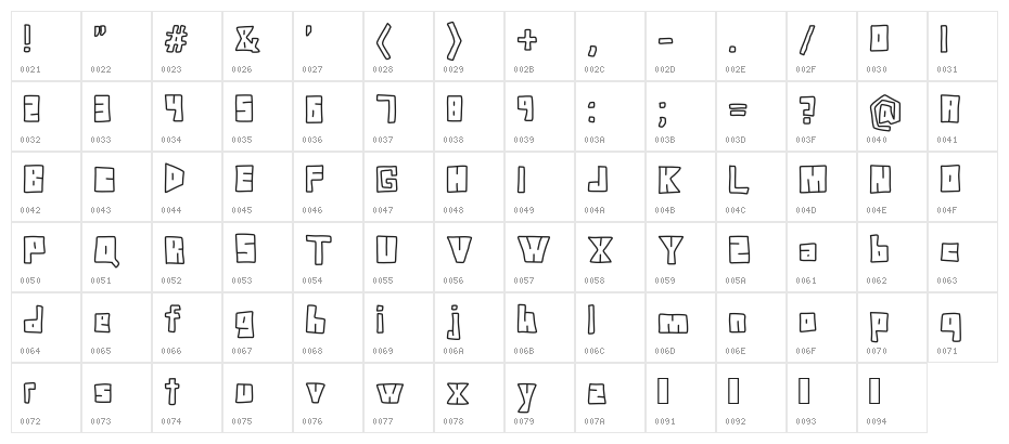 Doodle Digit Character Map