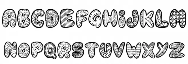 Doodle Gum Caratteri MAIUSCOLE
