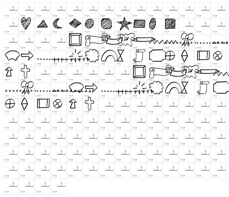 Doodle Shapes Character Map