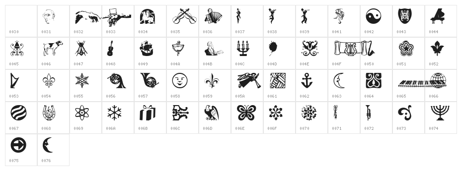 DoodleDingbatsOneSSK Character Map