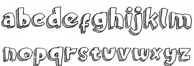 Doodletoon line Schriftart Kleinbuchstaben