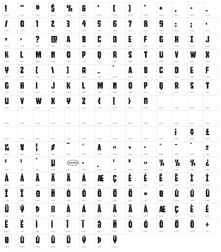 Dorian Gore Expanded Character Map