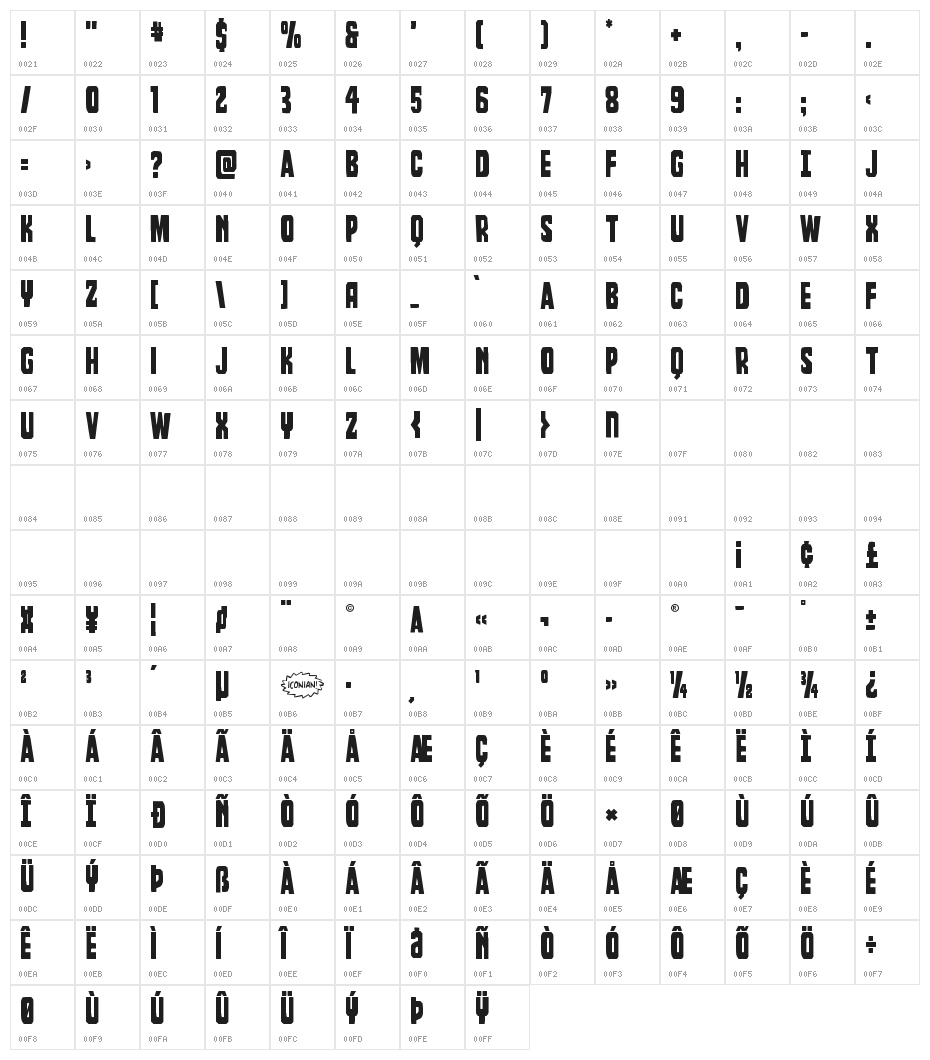 Dorian Gore Staggered Character Map